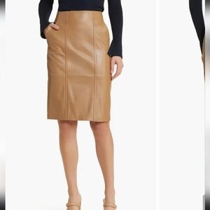 Hugo Boss Seleni Tan Leather Skirt Size 10